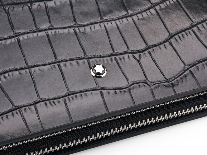 Кожаный мужской клатч с тиснением под крокодила Мont Blanc 027-2 Black чёрный, Цвет: Черный, фото , изображение 7