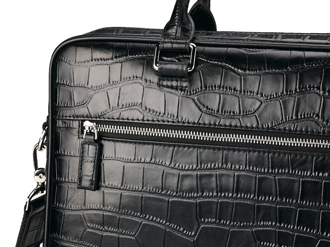 Кожаная сумка с тиснением под крокодила LeGRAND collection 8835-1 чёрная, фото , изображение 8