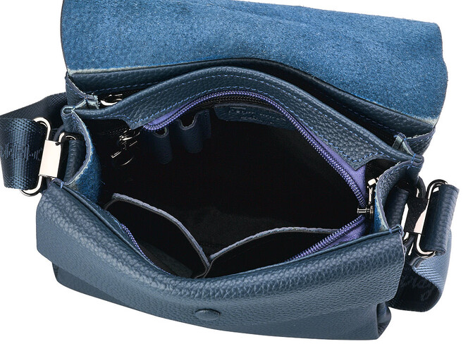 Мужская сумка из натуральной кожи Salvatore Ferragamo 8037-4 Black синяя, Цвет: Синий, фото , изображение 7