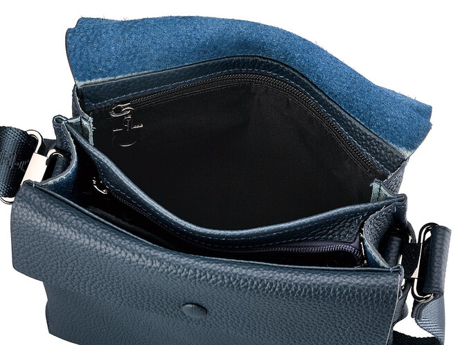 Мужская сумка из натуральной кожи Salvatore Ferragamo 8037-4 Black синяя, Цвет: Синий, фото , изображение 8