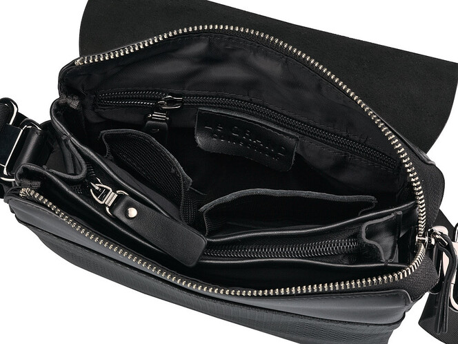 Шкіряна вертикальна чоловіча сумка LeGRAND collection 319-3 Black чорна, Колір: Чорний, фото , зображення 7