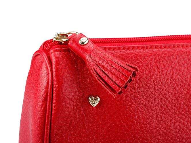 Женская косметичка из натуральной кожи Anya Hindmarch 1118 E Red красная, фото , изображение 5