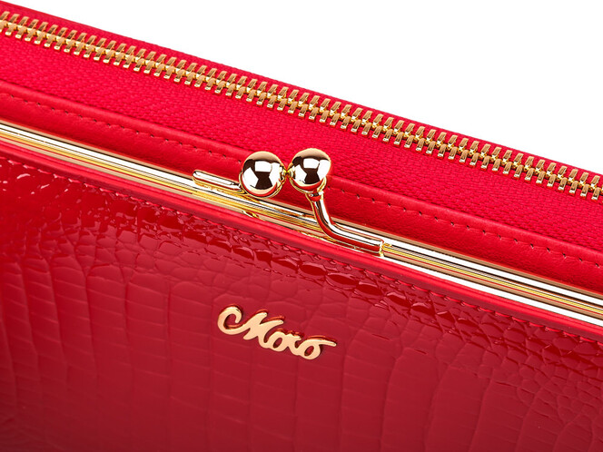 Женский кошелек из натуральной кожи Moro&Jenny 59056 E Red красный, Цвет: Красный, фото , изображение 8