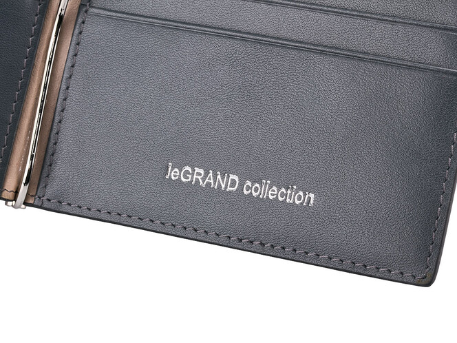 Шкіряне портмоне з затиском LeGRAND collection 6083B графіт, фото , зображення 6