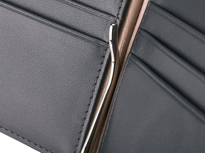 Шкіряне портмоне з затиском LeGRAND collection 6083B графіт, фото , зображення 4