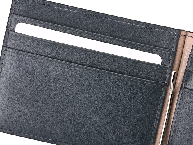 Шкіряне портмоне з затиском LeGRAND collection 6083B графіт, фото , зображення 5