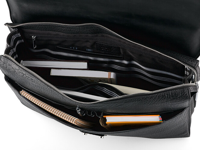 Чоловічий портфель з натуральної шкіри Мont Blanc 8010-3A Black чорний, Колір: Чорний, фото , зображення 7