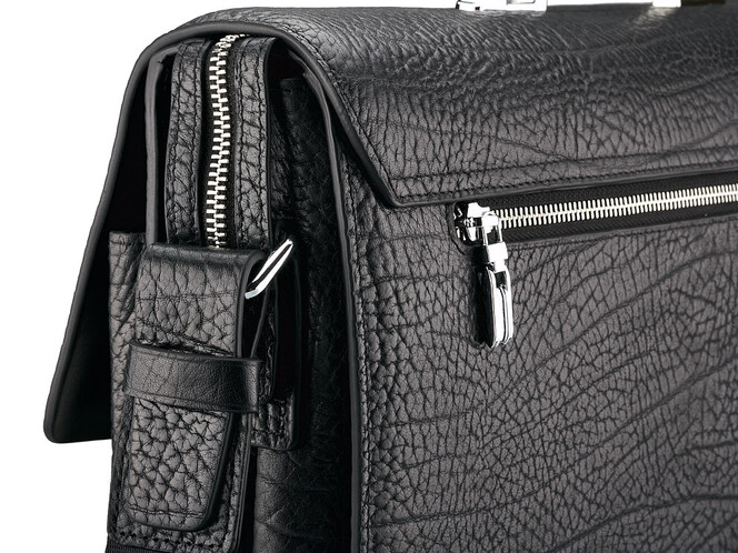 Чоловічий портфель з натуральної шкіри Мont Blanc 8010-3A Black чорний, Колір: Чорний, фото , зображення 9