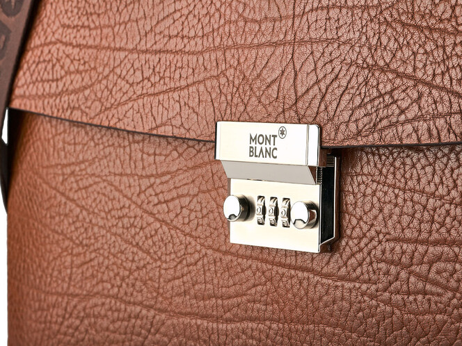 Мужской портфель из натуральной кожи Мont Blanc 8010-3A Brown рыжий, Цвет: Коричневый, фото , изображение 8