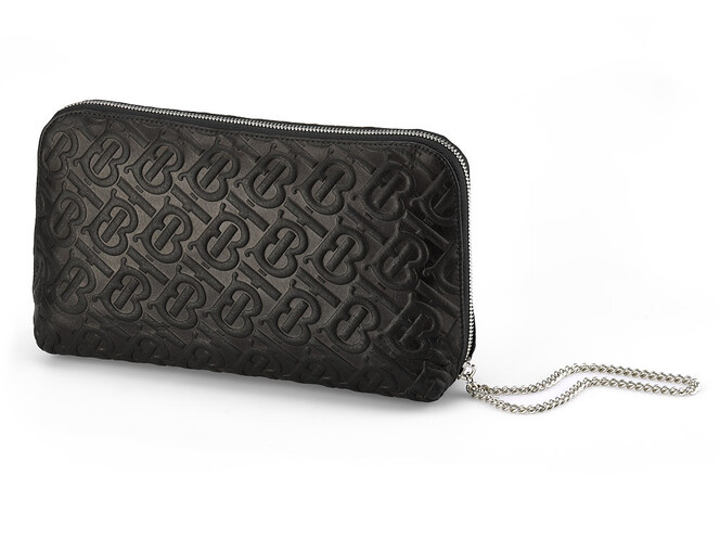 Сумка – клатч из кожи высшего сорта с нанесением рисунка Burberry 5634 A Black чёрная, Цвет: Черный, фото , изображение 3