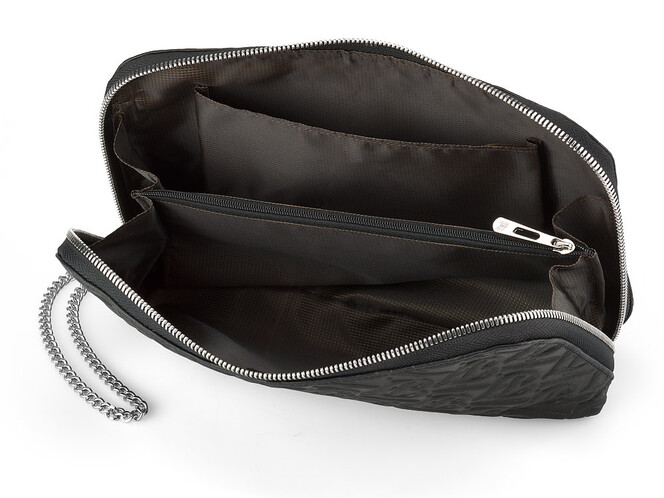 Сумка – клатч из кожи высшего сорта с нанесением рисунка Burberry 5634 A Black чёрная, Цвет: Черный, фото , изображение 4