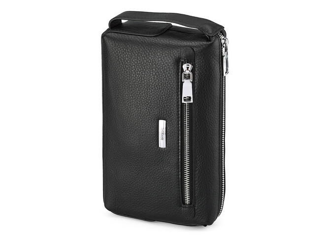 Барсетка с боковой ручкой из натуральной кожи LeGRAND collection 896 чёрная, фото , изображение 2