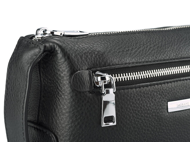 Барсетка с боковой ручкой из натуральной кожи LeGRAND collection 896 чёрная, фото , изображение 8