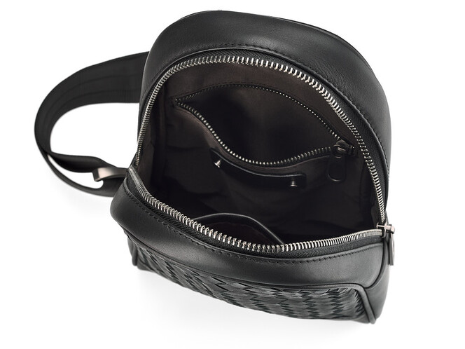 Сумка - слінг з натуральної шкіри вищого сорту LeGRAND collection 9038 чорна, фото , зображення 3