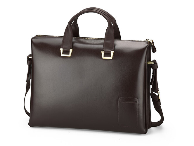 Портфель – сумка из полированной кожи высшего сорта Мont Blanc 8182-3 Brown коричневый, фото , изображение 4