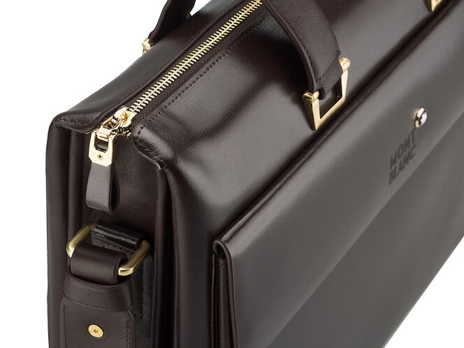 Портфель – сумка из полированной кожи высшего сорта Мont Blanc 8182-3 Brown коричневый, фото , изображение 7