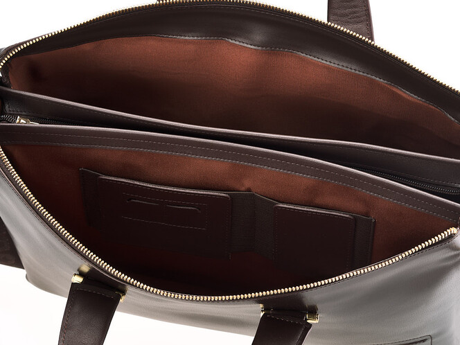 Портфель – сумка из полированной кожи высшего сорта Мont Blanc 8182-3 Brown коричневый, фото , изображение 5