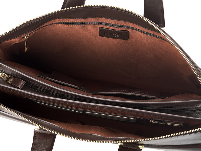 Портфель – сумка из полированной кожи высшего сорта Мont Blanc 8182-3 Brown коричневый, фото , изображение 6