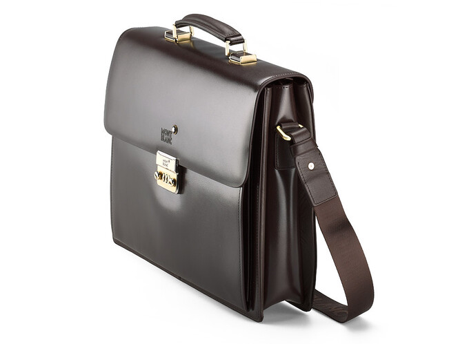 Портфель из плотной полированной кожи Мont Blanc 8158-5 Brown коричневый, фото , изображение 3