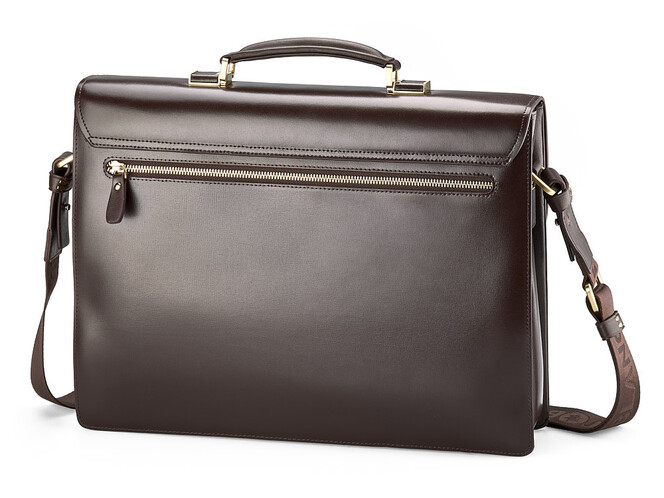 Портфель из плотной полированной кожи Мont Blanc 8158-5 Brown коричневый, фото , изображение 4