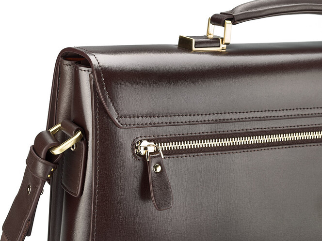 Портфель из плотной полированной кожи Мont Blanc 8158-5 Brown коричневый, фото , изображение 10