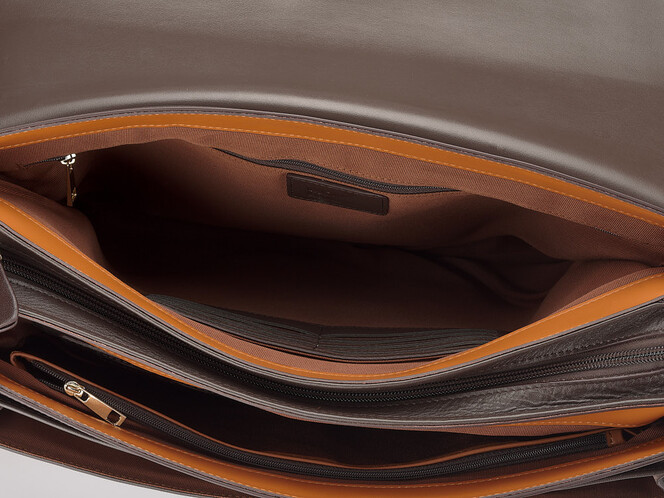 Портфель из плотной полированной кожи Мont Blanc 8158-5 Brown коричневый, фото , изображение 8