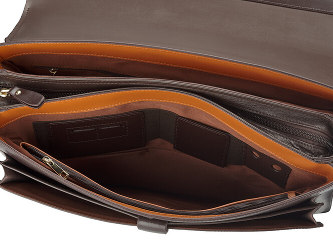 Портфель из плотной полированной кожи Мont Blanc 8158-5 Brown коричневый, фото , изображение 7