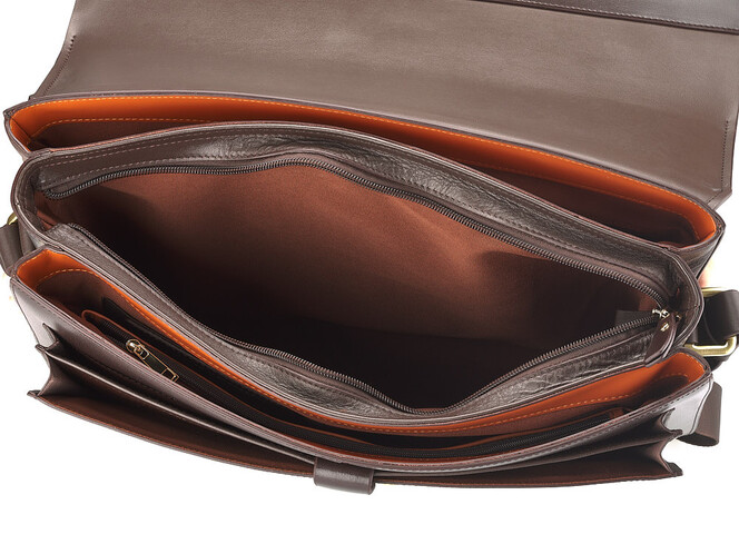Портфель из плотной полированной кожи Мont Blanc 8158-5 Brown коричневый, фото , изображение 6