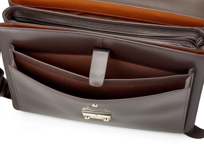 Портфель из плотной полированной кожи Мont Blanc 8158-5 Brown коричневый, фото , изображение 5