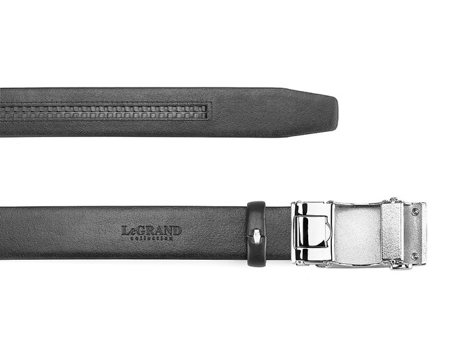 Шкіряний чоловічий ремінь з автоматичною пряжкою LeGRAND collection 1631-1 (000) чорний, фото , зображення 3