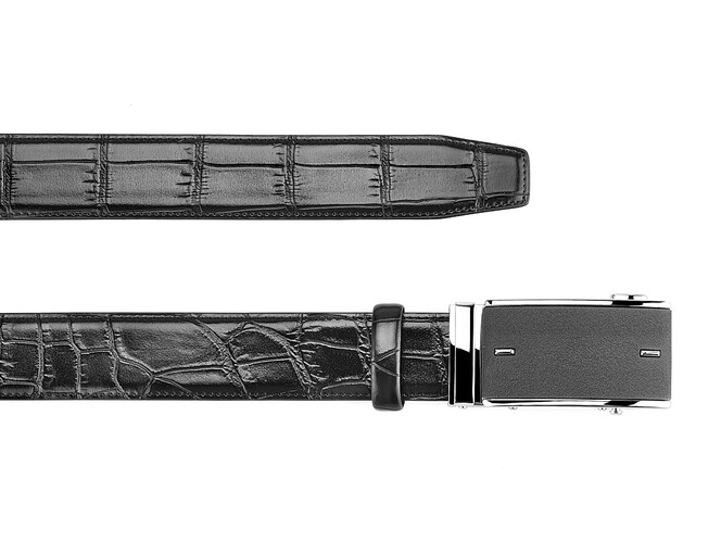 Шкіряний чоловічий ремінь з автоматичною пряжкою LeGRAND collection 1631-1 (067) чорний, фото , зображення 2