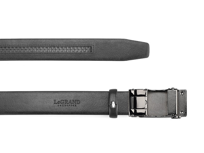 Шкіряний чоловічий ремінь з автоматичною пряжкою LeGRAND collection 1631-2 (000) чорний, фото , зображення 3