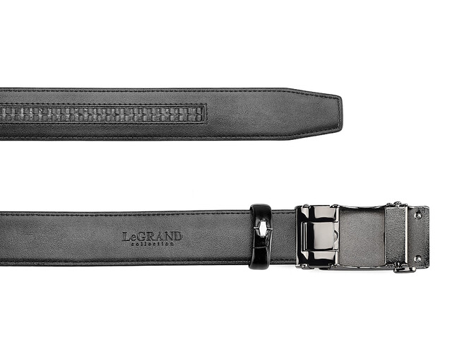 Кожаный мужской ремень с автоматической пряжкой LeGRAND collection 1631-2 (067) чёрный, фото , изображение 3