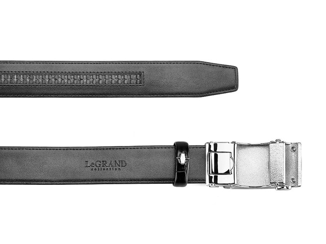 Шкіряний чоловічий ремінь з автоматичною пряжкою LeGRAND collection 1631-3 (067) чорний, фото , зображення 3