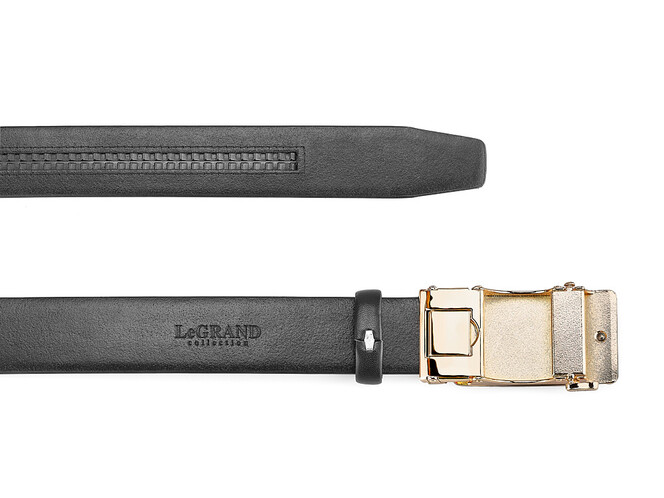Кожаный мужской ремень с автоматической пряжкой LeGRAND collection 1631-4 (000) чёрный, фото , изображение 3