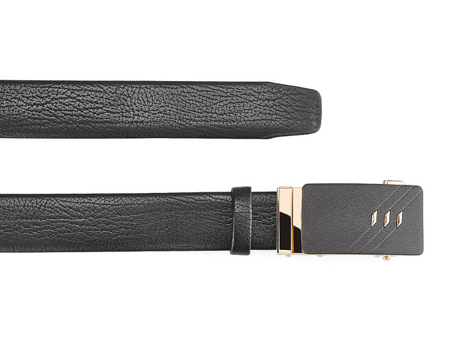 Шкіряний чоловічий ремінь з автоматичною пряжкою LeGRAND collection 1631-4 (046) чорний, фото , зображення 2