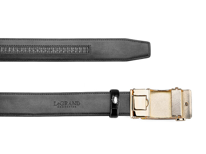 Кожаный мужской ремень с автоматической пряжкой LeGRAND collection 1631-4 (067) чёрный, фото , изображение 3