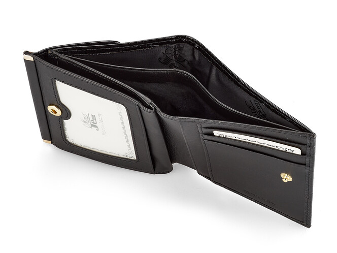 Компактний жіночий гаманець з натуральної шкіри Moro&Jenny 59058 A Black чорний, Колір: Чорний, фото , зображення 3