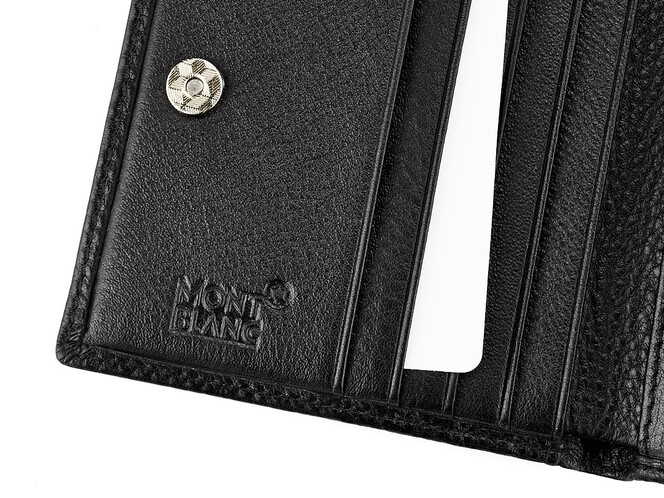 Мужское портмоне из натуральной кожи высшего сорта Мont Blanc 2806 чёрный, фото , изображение 5