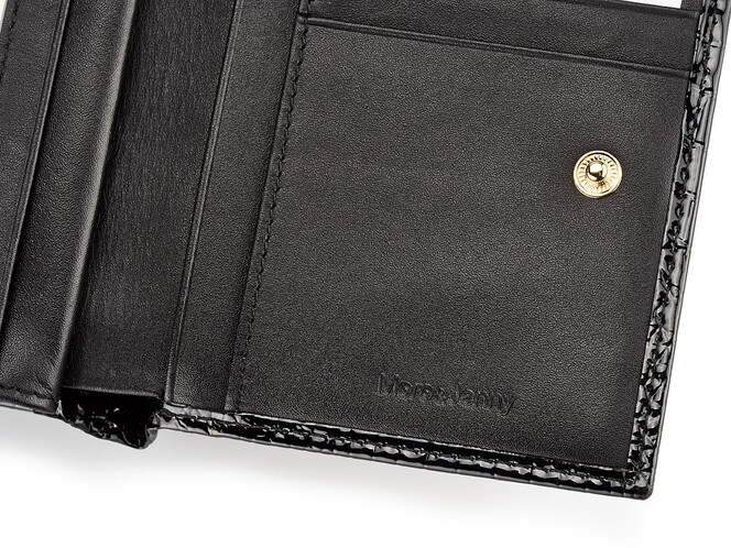Компактний жіночий гаманець з натуральної шкіри Moro&Jenny 59058 A Black чорний, Колір: Чорний, фото , зображення 2