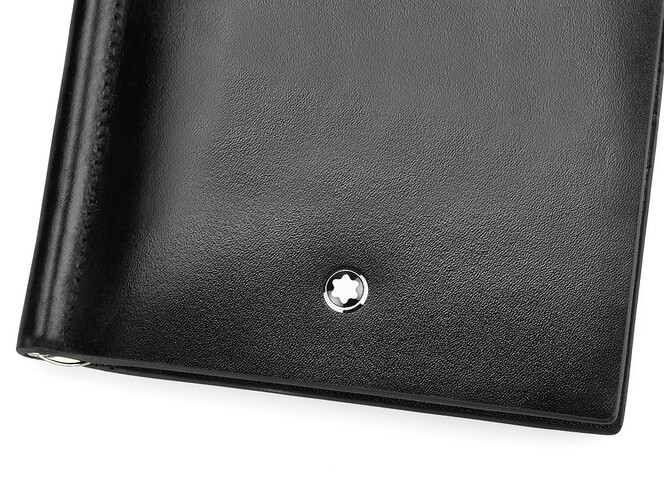 Кожаный мужской зажим для денег Мont Blanc 1130A чёрный, фото , изображение 4