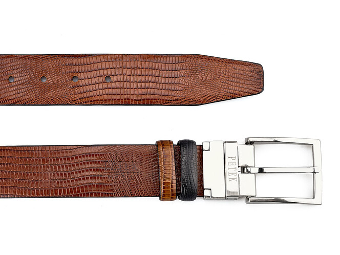 Двухсторонний мужской ремень из натуральной кожи Petek 1855 4004109004 (041-01/041-02) чёрный/коричневый, фото , изображение 3