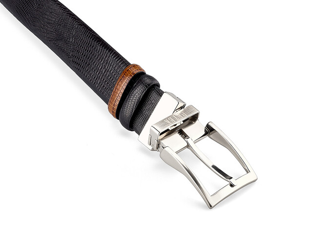 Двухсторонний мужской ремень из натуральной кожи Petek 1855 4004109004 (041-01/041-02) чёрный/коричневый, фото , изображение 5