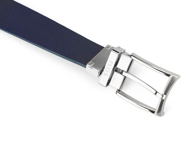 Двосторонній чоловічий ремінь з натуральної шкіри Petek 1855 4025509004 (255-01/255-08) чорний/синій, фото , зображення 5