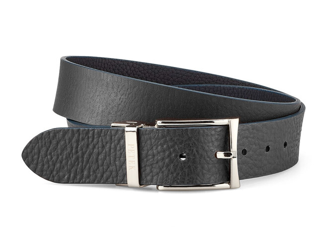 Двосторонній чоловічий ремінь з натуральної шкіри Petek 1855 4025509004 (255-01/255-08) чорний/синій, фото , зображення 2