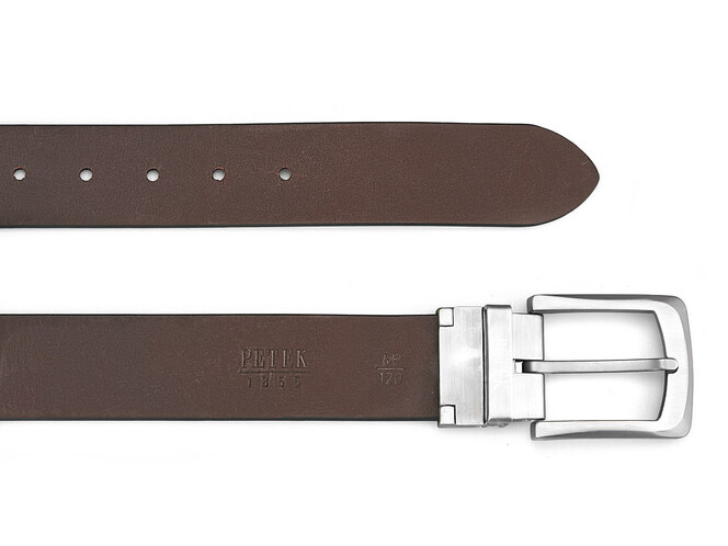 Двосторонній чоловічий ремінь з натуральної шкіри Petek 1855 4025709004 (000-01/000-02) чорний/коричневий, фото , зображення 4