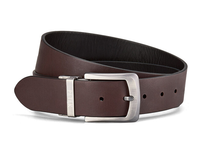 Двосторонній чоловічий ремінь з натуральної шкіри Petek 1855 4025709004 (000-01/000-02) чорний/коричневий, фото , зображення 2