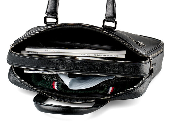 Кожаная сумка для документов и ноутбука  LeGRAND collection 3623-1 чёрная, фото , изображение 5