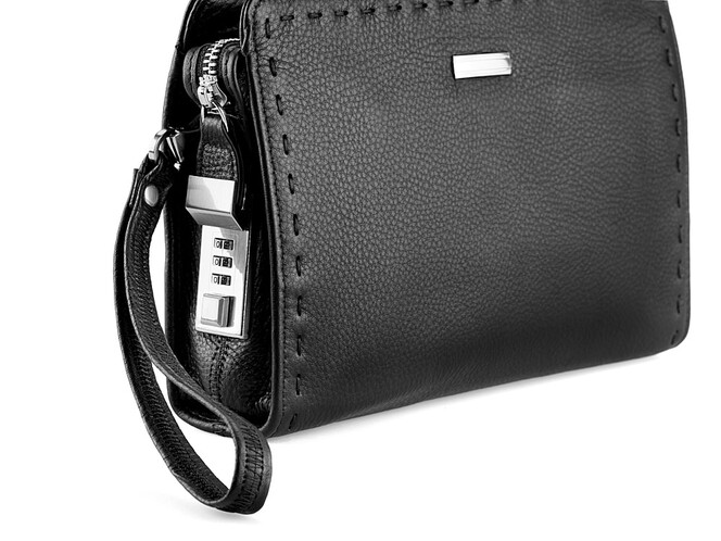 Мужская вместительная кожаная барсетка LeGRAND collection 2893-2 чёрная, фото , изображение 4