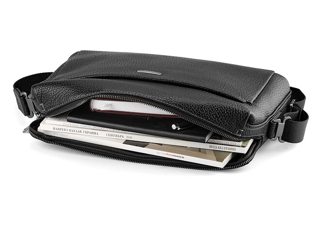 Мужская кожаная сумка через плечо LeGRAND collection 5528-2 чёрная, фото , изображение 4
